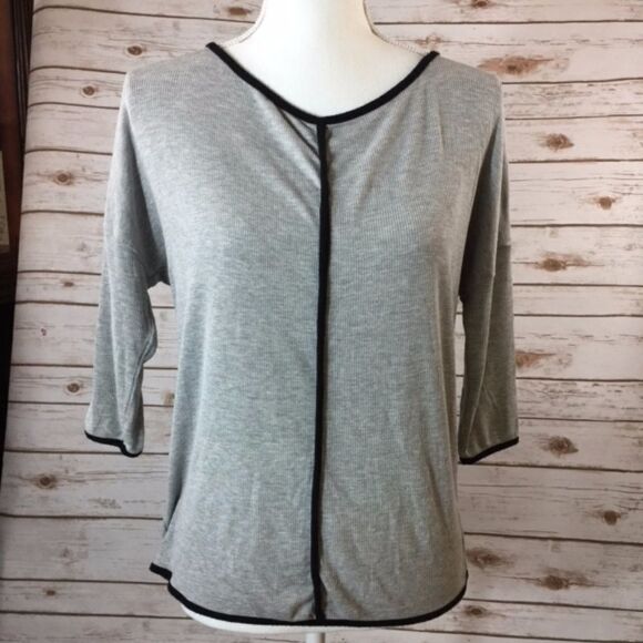 -Red Haute Black Trim Detail Ribbed Shirt S - Picture 2 of 7